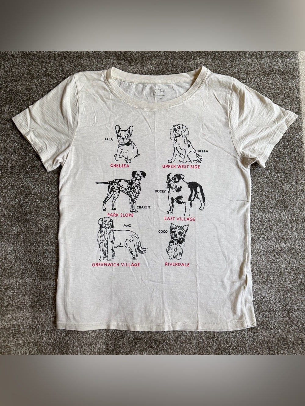 J Crew Women’s City Dogs T-Shirt in Slub Cotton